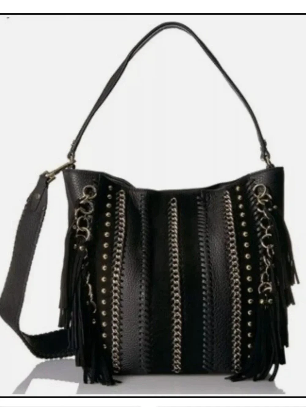 Calvin Klein Lynn Leather & Pebble Suede Hobo
